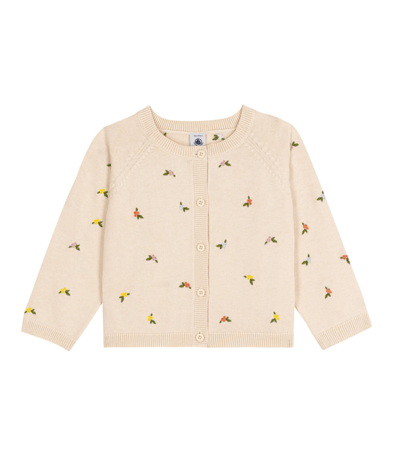PETIT BATEAU - Girl Tiny Flowers Cardigan