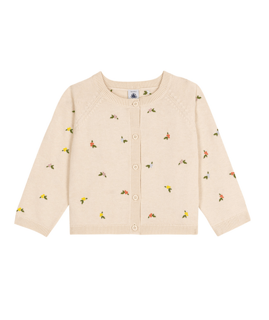 PETIT BATEAU - Girl Tiny Flowers Cardigan
