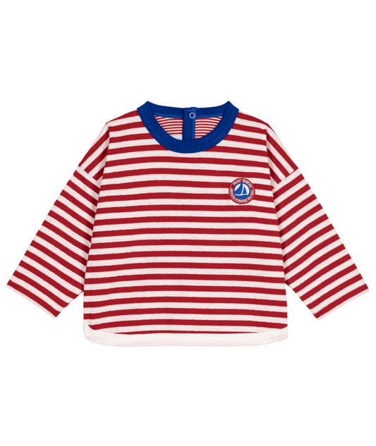 PETIT BATEAU - Baby Boy LS Stripe Tee With Boat Logo