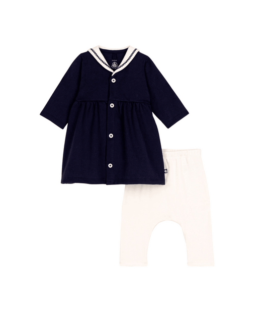 PETIT BATEAU - Baby Girl LS Dress With Leggings
