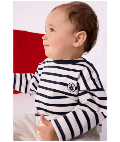 PETIT BATEAU - Baby Boy LS Stripe Mariniere Top