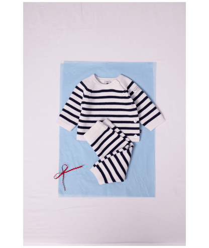 PETIT BATEAU - Baby 2 Pc Knit Set Stripe Sweater And Pants