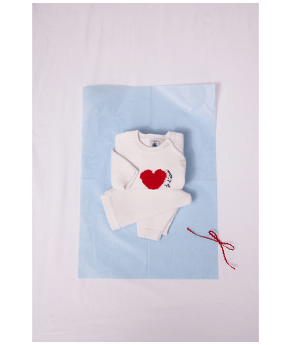 PETIT BATEAU - Baby 2 Pc Knit Set Sweater With Heart And Pants