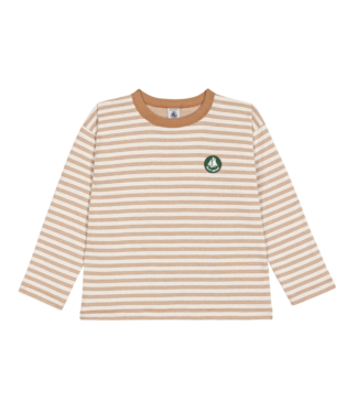 PETIT BATEAU - Boy LS Striped T-Shirt - Brown cream