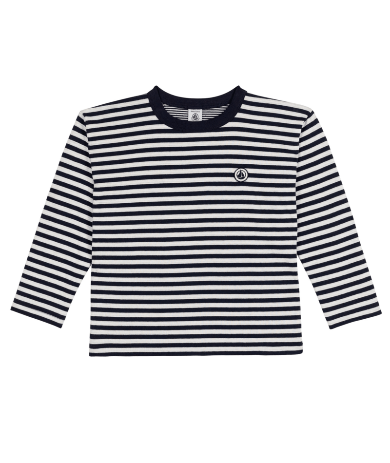 PETIT BATEAU - Boy LS Striped T-Shirt - Navy cream