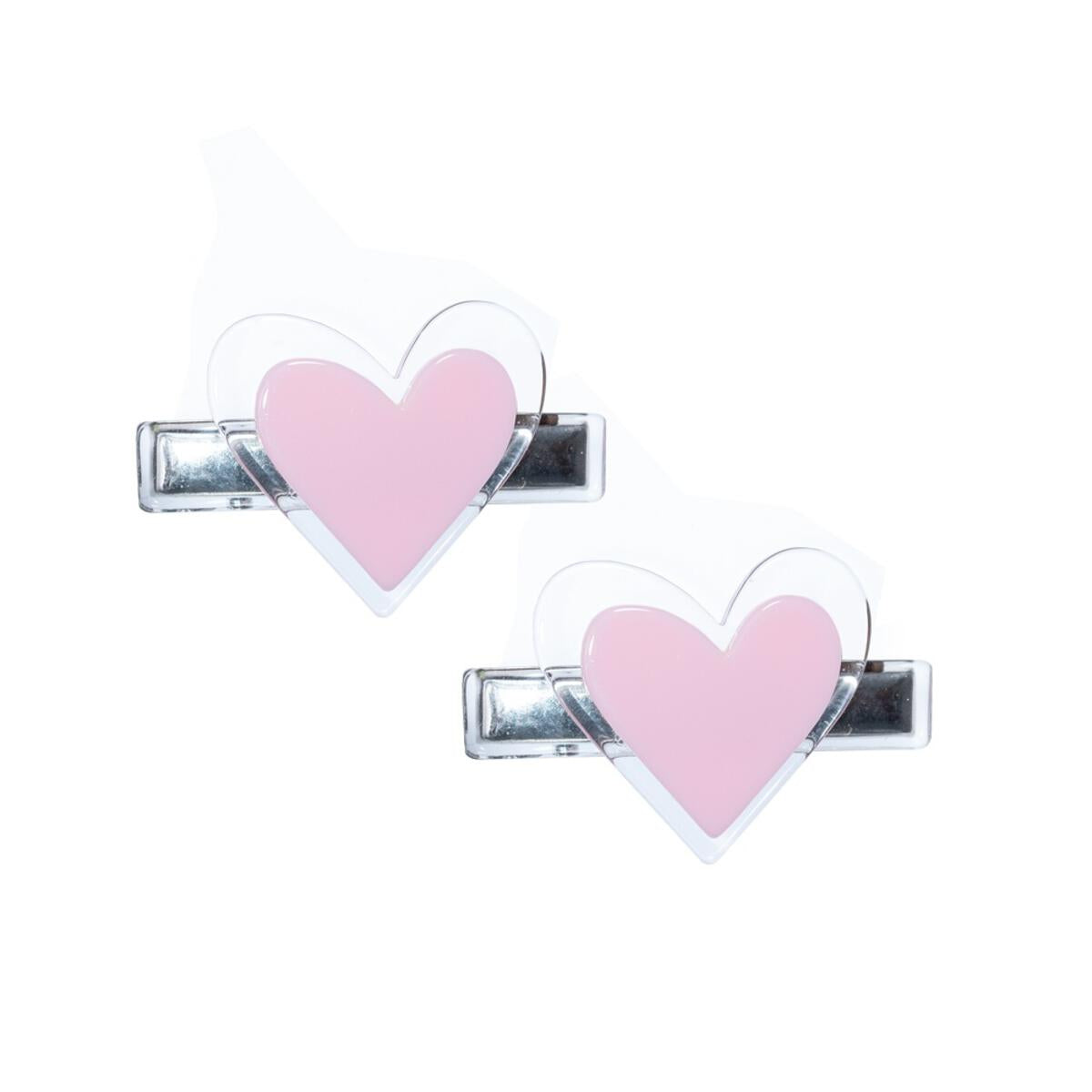 LILIES & ROSES - Agatha Heart Soft Pink Alligator Clip (pair)