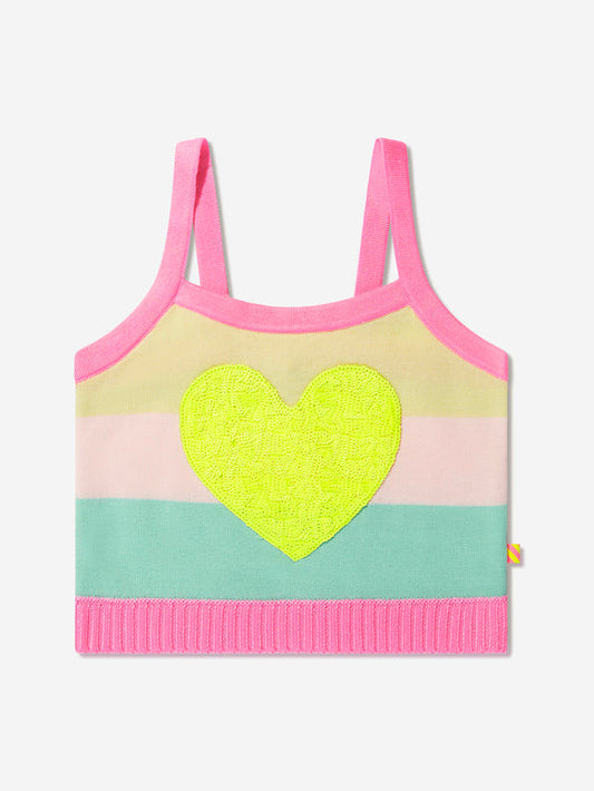 BILLIEBLUSH - Girls Striped Knit Tank Top With Sequin Heart