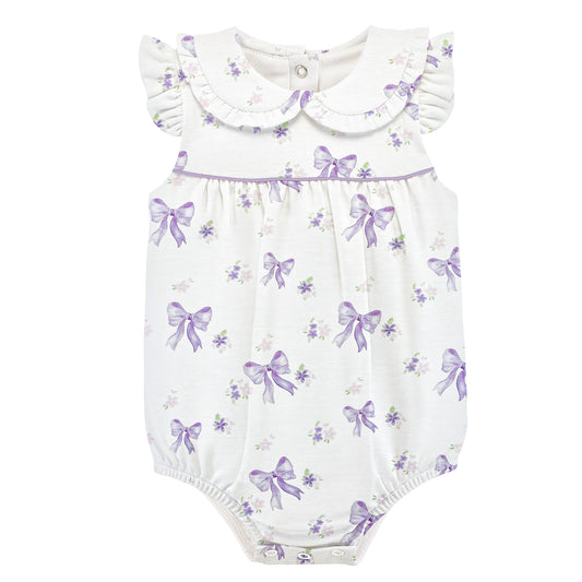 BABY CLUB CHIC - Lavender bows bubble w/round collar and bows