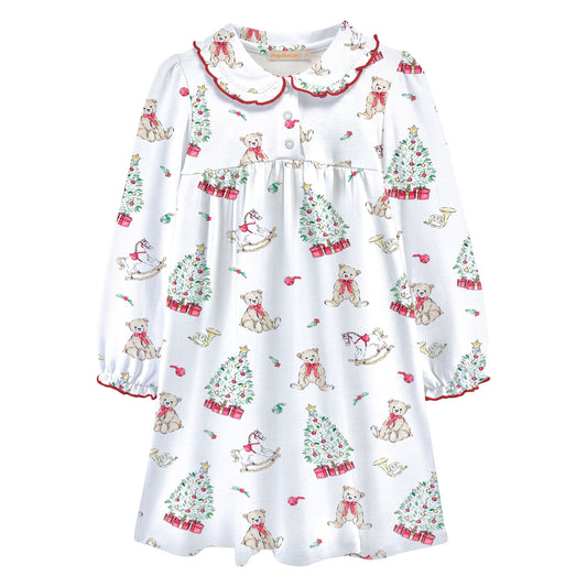 BABY CLUB CHIC - Holiday Time Printed Dress W/Round Collar