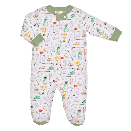 BABY CLUB CHIC - Little Champions Printed Pima Zipped Footie