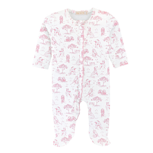 BABY CLUB CHIC - Pink Zipper Footie W/Ruffles - Barking Bliss