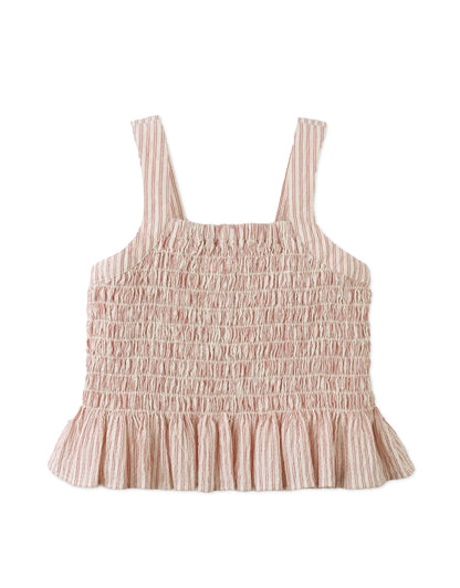 GINGERSNAPS - Josephine Striped Peplum Top With Fower Applique