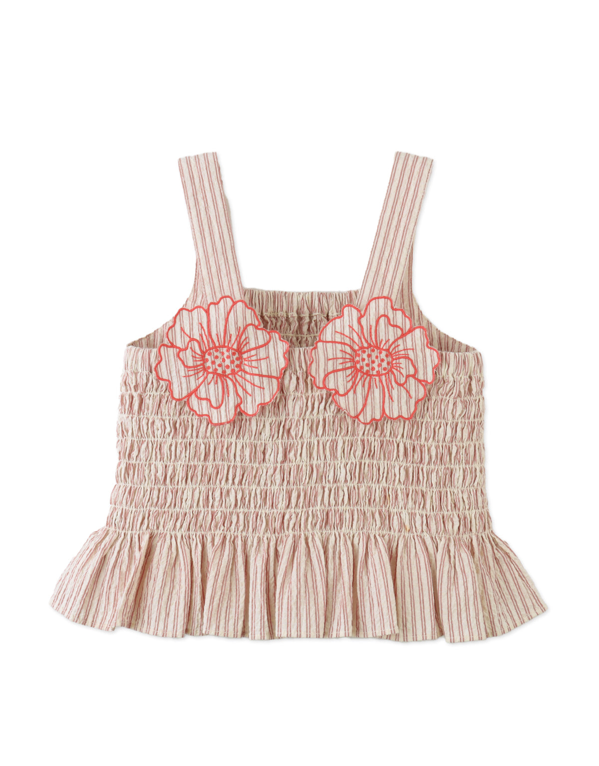 GINGERSNAPS - Josephine Striped Peplum Top With Fower Applique