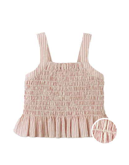 GINGERSNAPS - Josephine Striped Peplum Top With Fower Applique