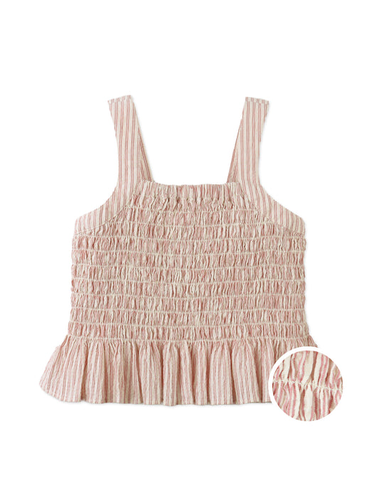 GINGERSNAPS - Josephine Striped Peplum Top With Fower Applique
