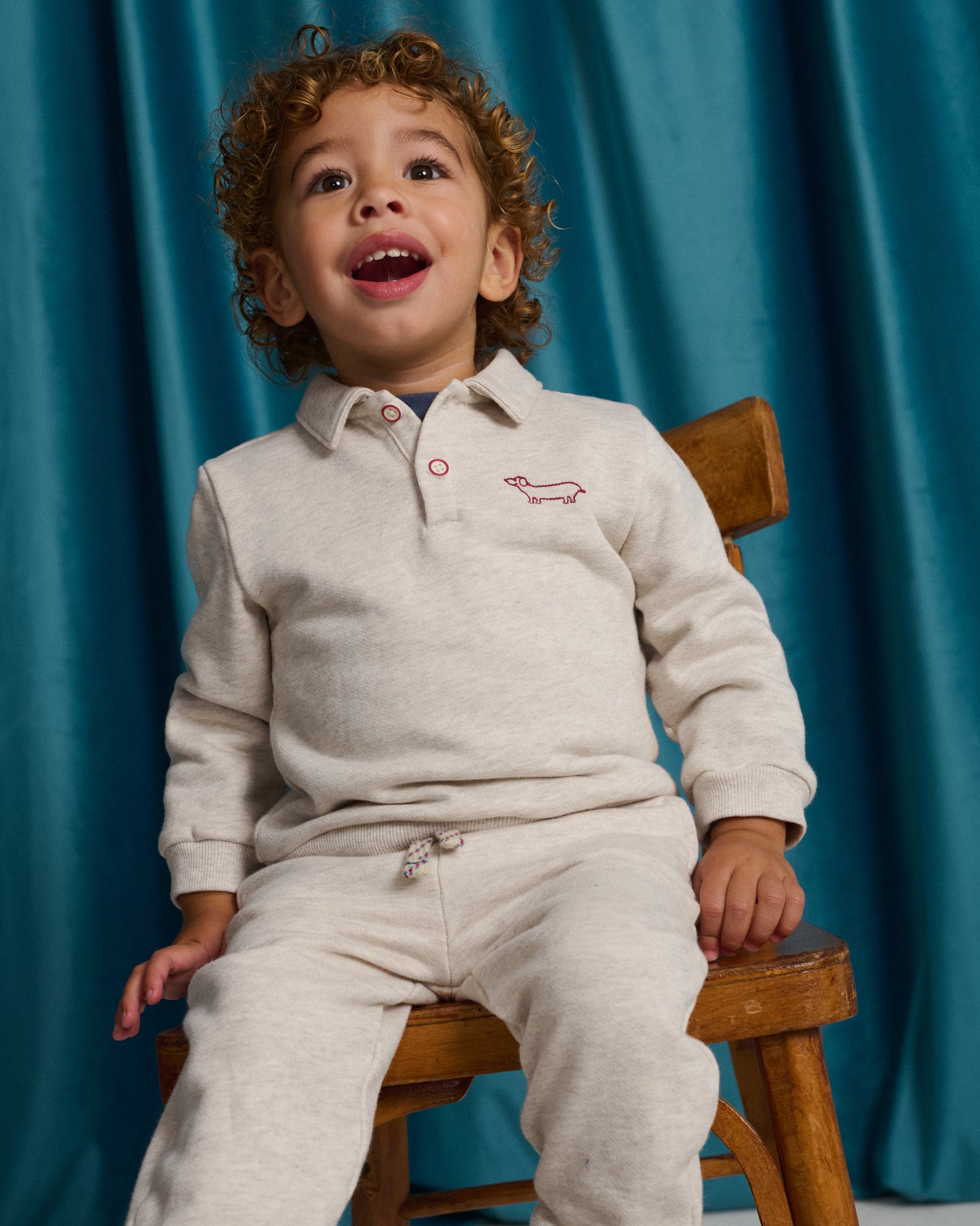 GINGERSNAPS - Baby Stefano French Terry Polo With Dog Embroidery