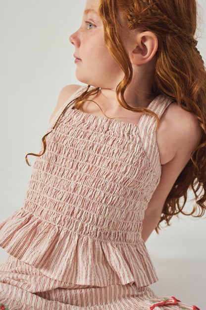 GINGERSNAPS - Remi Ruffled Hem Skort With Botanical Embroidery
