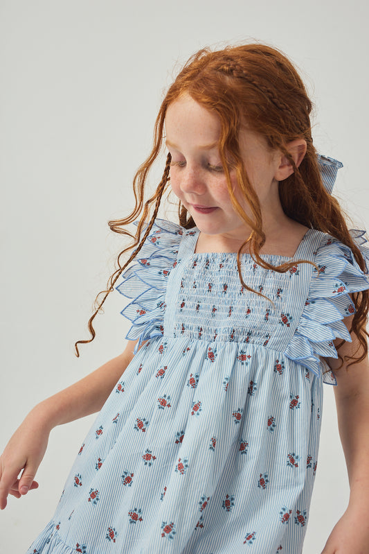 GINGERSNAPS - Chloe Apron Dress With Smocked Bodice & Petal Sleeve