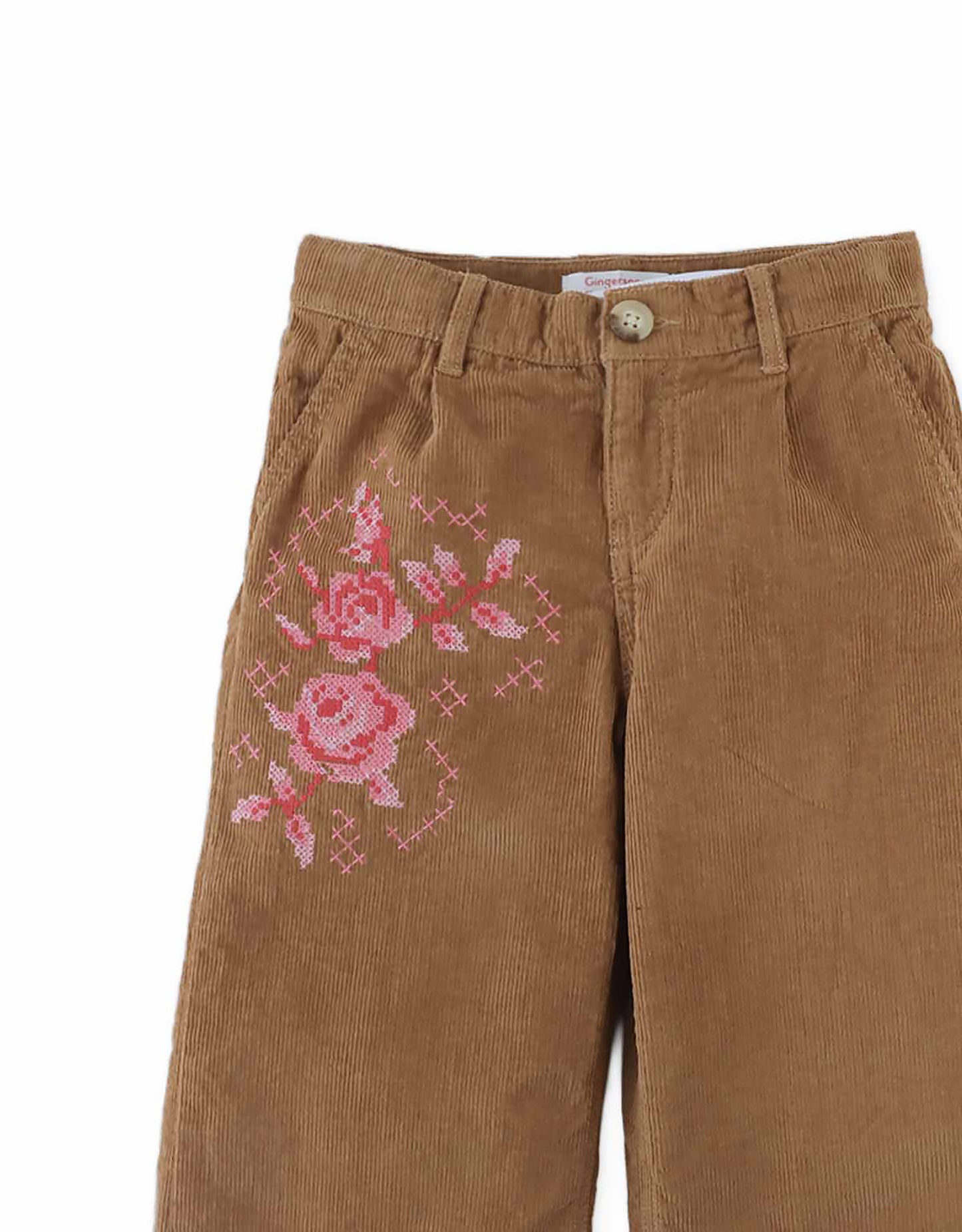 GINGERSNAPS - Loreine Wide Leg Corduroy Pants With Rose Details