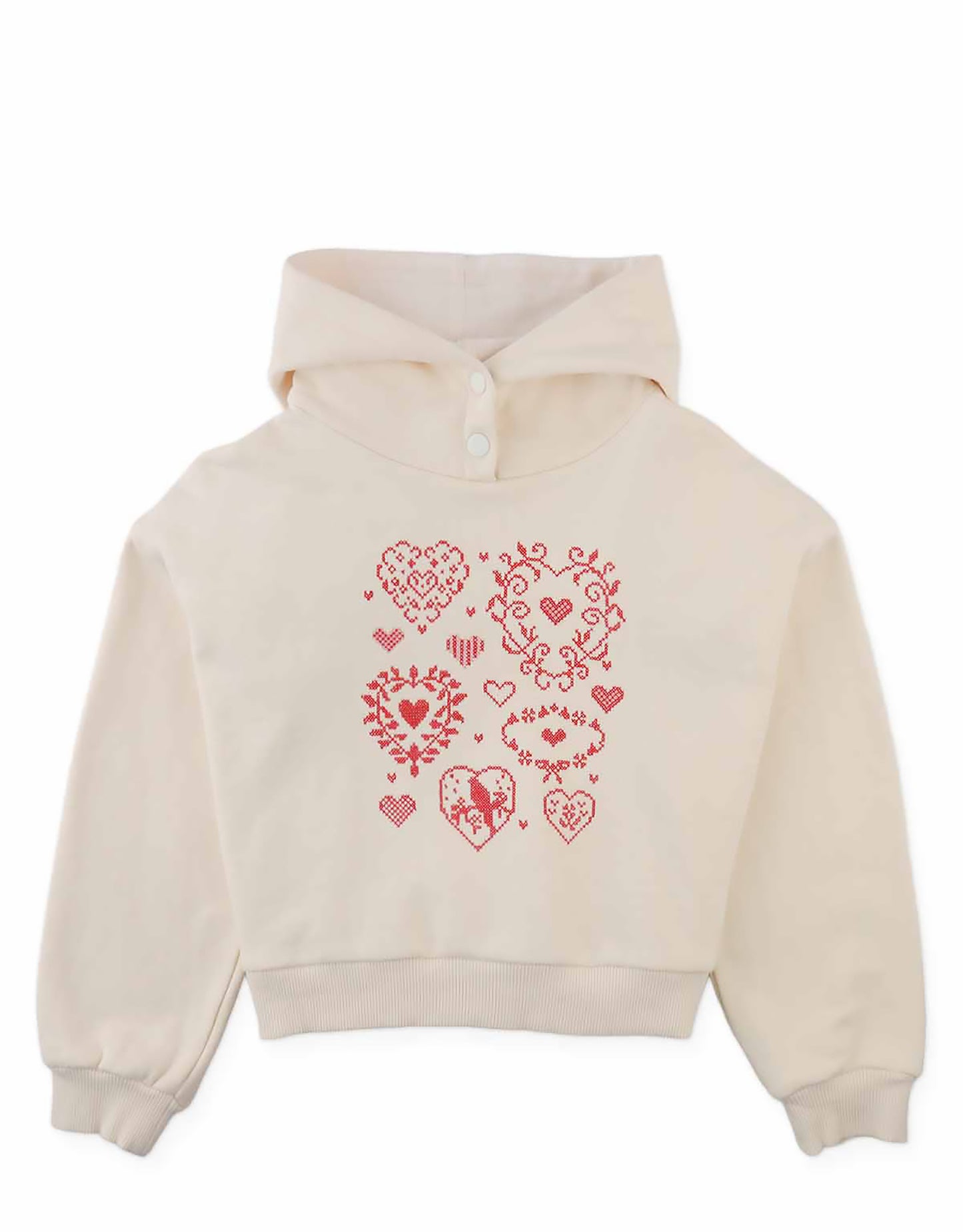 GINGERSNAPS - Isabela Hoodie With Hearts Cross Stitch