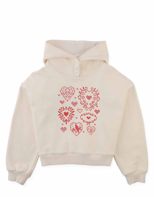 GINGERSNAPS - Isabela Hoodie With Hearts Cross Stitch