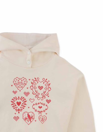GINGERSNAPS - Isabela Hoodie With Hearts Cross Stitch