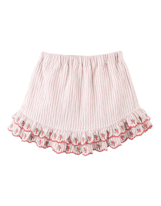 GINGERSNAPS - Remi Ruffled Hem Skort With Botanical Embroidery
