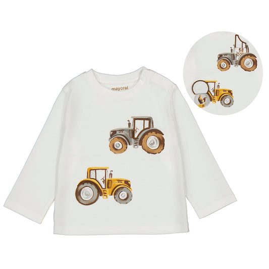 MAYORAL - Cream L/s Tractor Shirt