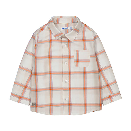 MAYORAL - L/s checked shirt - Pumpkin