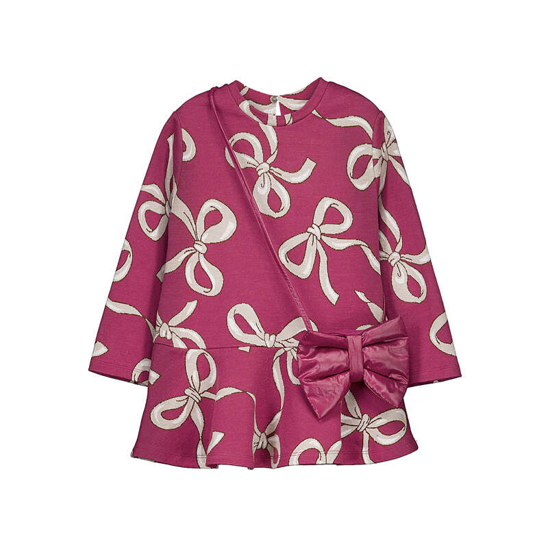 MAYORAL - Jacquard knit dress with bag