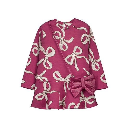 MAYORAL - Jacquard knit dress with bag