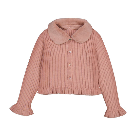 MAYORAL - Faux fur collar cardigan