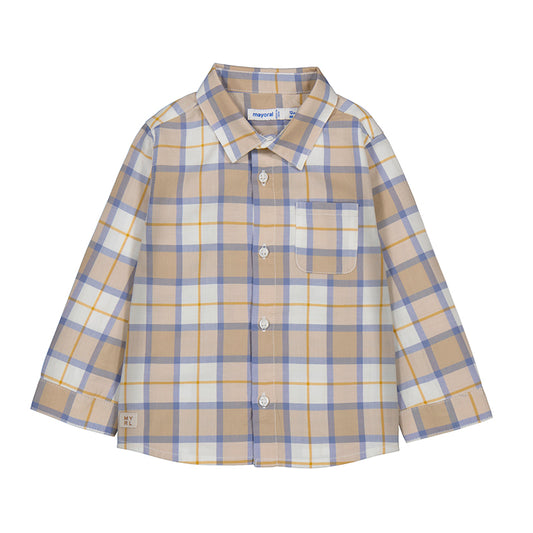 MAYORAL - L/s checked shirt - CEREAL