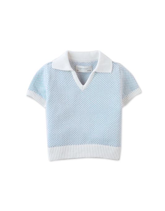 GINGERSNAPS - Baby Lucius Popcorn Polo With Ribbed Cuffs & Hem