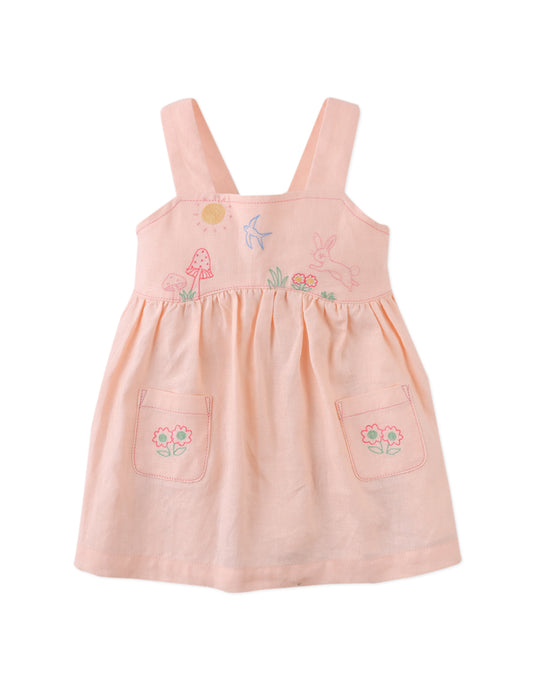 GINGERSNAPS - Baby Kayla Apron Dress With Bunny Embroidery