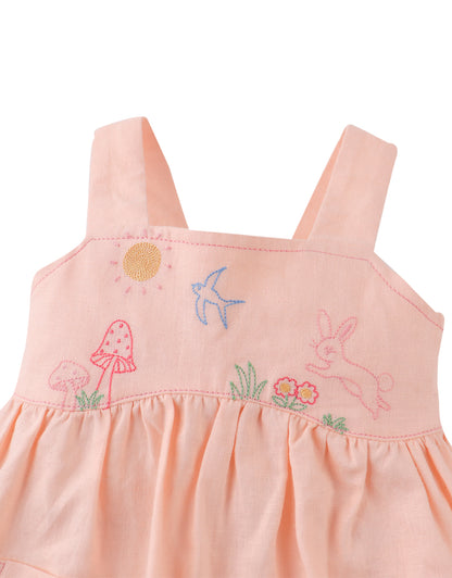 GINGERSNAPS - Baby Kayla Apron Dress With Bunny Embroidery