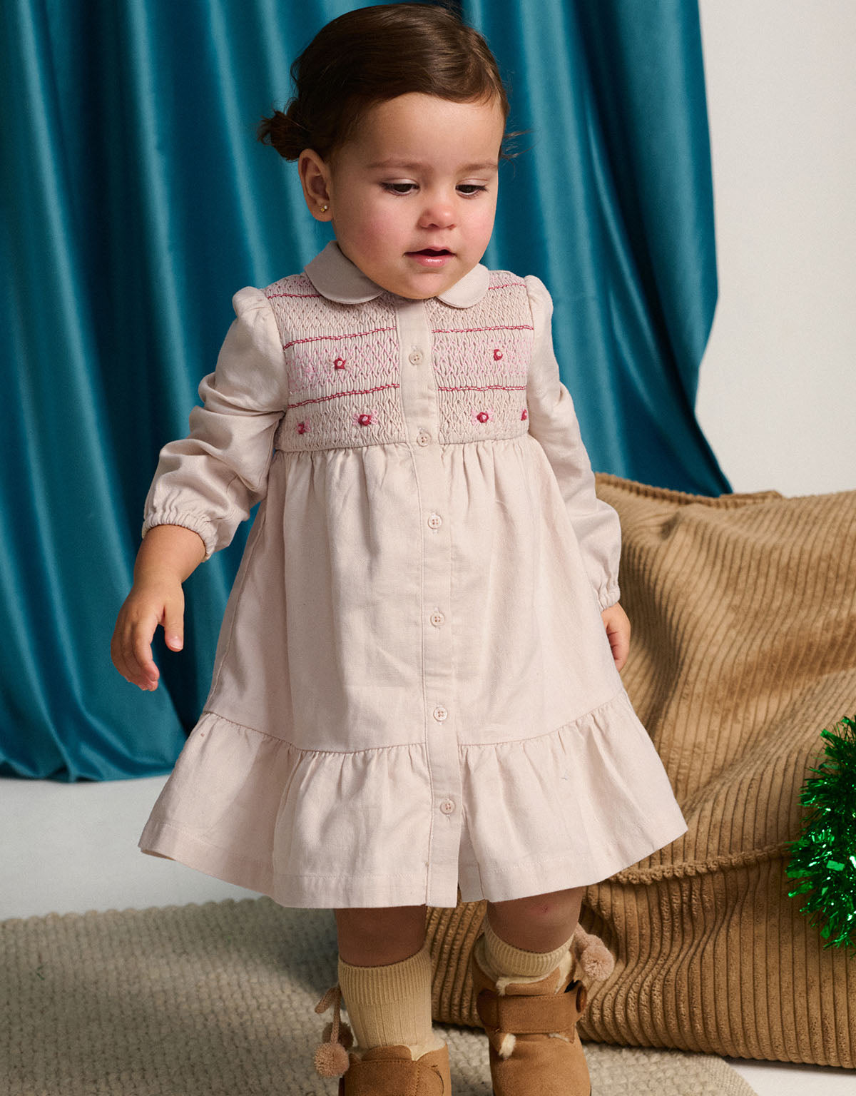 GINGERSNAPS - Baby Moira Smocked Dress With Rose Bullion