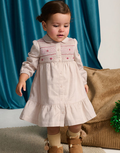 GINGERSNAPS - Baby Moira Smocked Dress With Rose Bullion