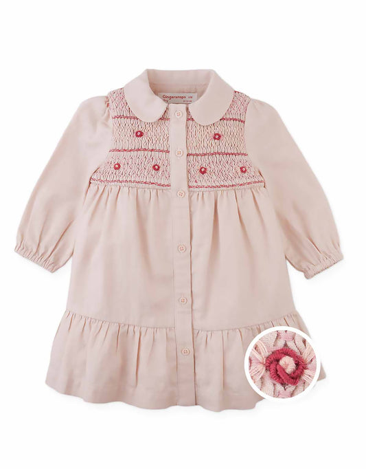 GINGERSNAPS - Baby Moira Smocked Dress With Rose Bullion