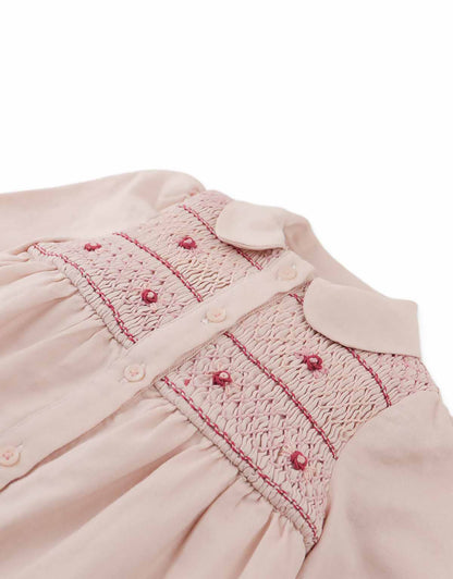 GINGERSNAPS - Baby Moira Smocked Dress With Rose Bullion