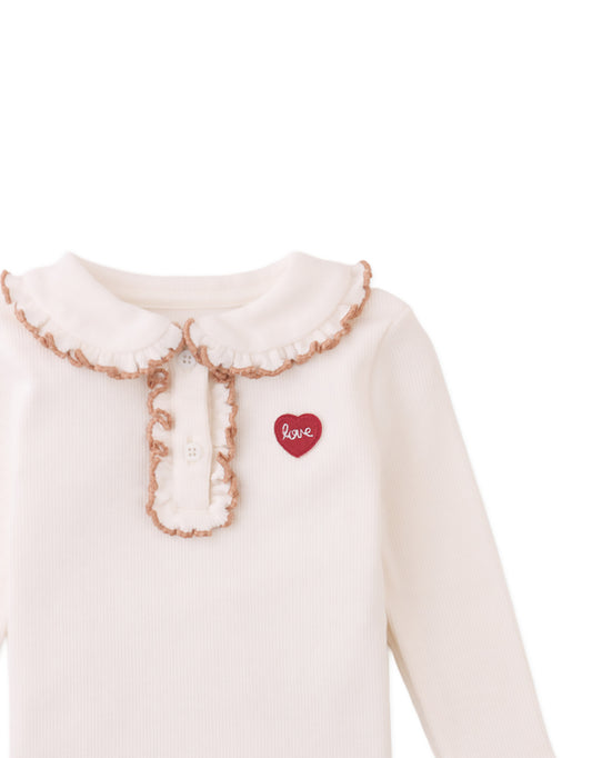 GINGERSNAPS - Baby Geraldine Ribbed Tee With Scalloped Collar