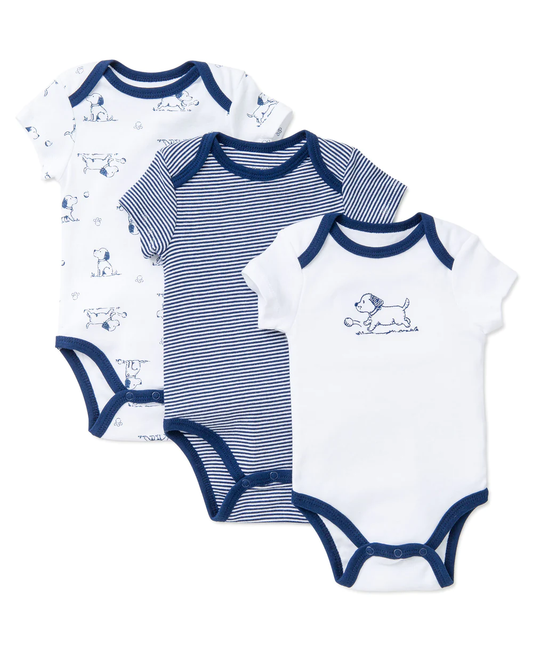 LITTLE ME - Puppy Toile 3-Pack Bodysuits