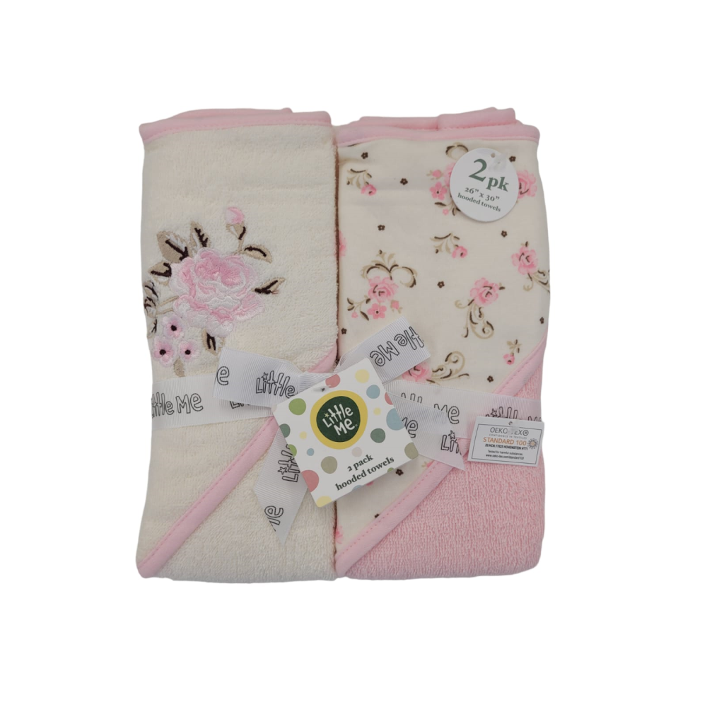 LITTLE ME - 2-Pieces Hooded Towels - Pink