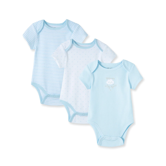 LITTLE ME - Blue Welcome to the World 3-Pack Bodysuits