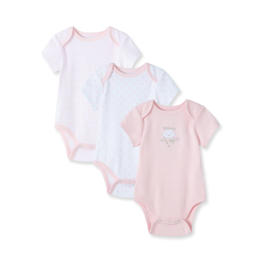 LITTLE ME - Pink Welcome to the World 3-Pack Bodysuits