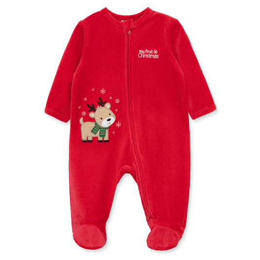 LITTLE ME - Reindeer Velour Footie