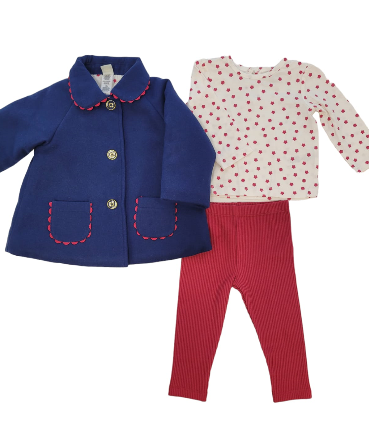 LITTLE ME - Bow Wool 3Pc Jacket Set