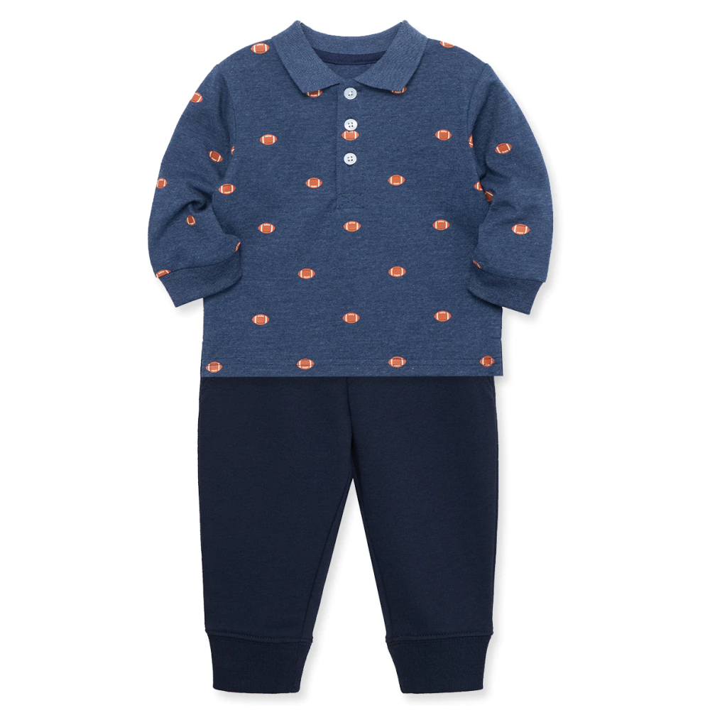 LITTLE ME - Football Long Sleeve Infant Polo Set