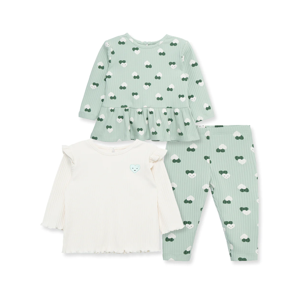 LITTLE ME - Heart Infant Rib 3-Piece Play Set