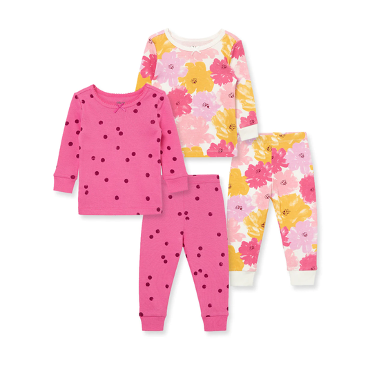 LITTLE ME - Floral 4-Piece Toddler Pajama Set